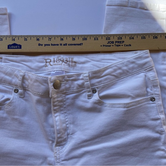 ROEBUCK & CO. 1893 White Denim Jegging Crop Jeans Stretch 5 Pocket Size 12 - Picture 8 of 13